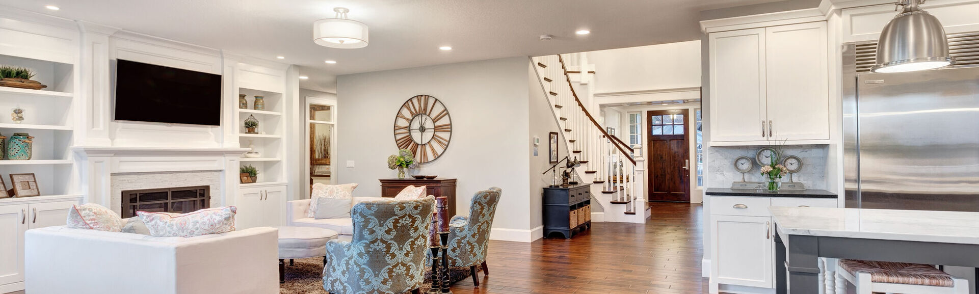 Living Room Panorama of Luxury Home