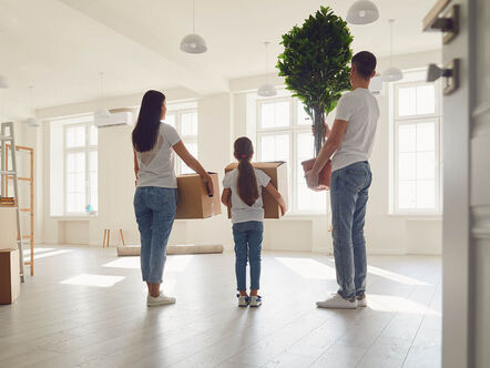 Family moving into a new home