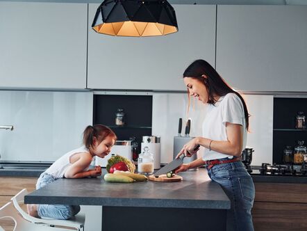 Mother an ddaughter in a kitchen